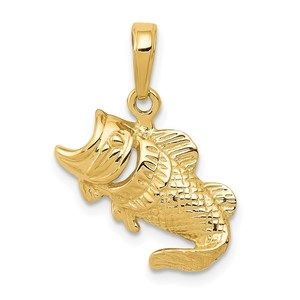 14k Yellow Gold Small Fish Necklace Charm Pendant